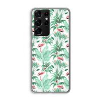 Flamingo bladeren: Samsung Galaxy S21 Ultra Transparant Hoesje