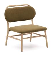 Kave Home Fauteuil 'Helda' Chenille en eikenhout, kleur Groen