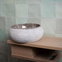 Waskom Loutro Rocky T Rond 20x20x12 cm Marmer Taupe - thumbnail