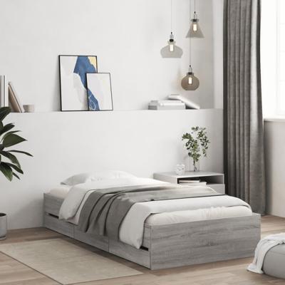 Bedframe met lades bewerkt hout grijs sonoma eiken 90x200 cm