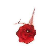 Rode deco bloem met speld/elastiek   -