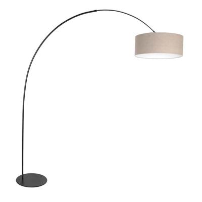 Steinhauer VloerlampCurve zwart met grof grijze kap Ø 50cm - 4268ZW