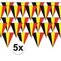 Belgie vlaggenlijn - 5x - slinger - landen - 5 meter - puntvlaggetjes - plastic