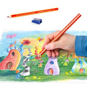 Staedtler Kleurpotlood Noris® jumbo 128 Ergonomisch, Driehoek 61 SET8 Geel, Huidkleuren, Oranje, Rood, Violet, Blauw, Lichtblauw, Groen, Bruin, Zwart 10 stuk(s)