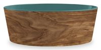 Tarhong Tarhong voerbak hond olive melamine houtprint / teal zeegroen