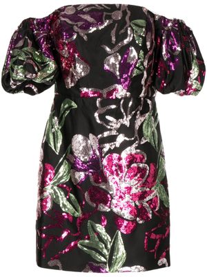 Marchesa Notte robe courte à ornements de sequins - Noir