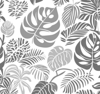 Monstera bladeren behang grijs