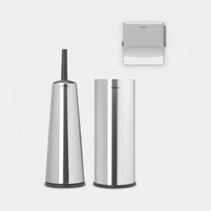 Brabantia ReNew toiletaccessoires, set - toiletborstel met houder, toiletrolhouder en reserverolhouder - Matt Steel