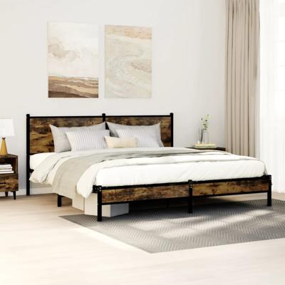 Bedframe zonder matras metaal gerookt eikenkleurig 180x200 cm