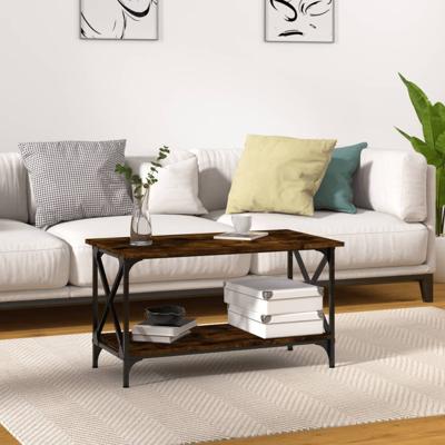 Salontafel 80x45x45 cm bewerkt hout en ijzer gerookt eikenkleur