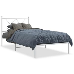 Bedframe met hoofdbord metaal wit 90x200 cm