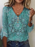 Casual Ethnic Knitted Loose T-Shirt - thumbnail