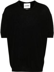 Jil Sander pull en laine à manches courtes - Noir