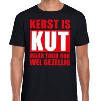 Foute Kersttrui t-shirt - Kerst is kut maar toch gezellig - zwart - voor heren