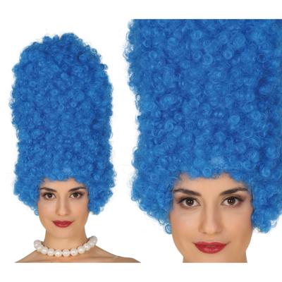 Cartoon figuur pruik Marge - blauw - hoog model - voor dames - suikerspin model