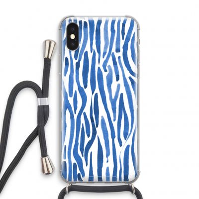 Blauwe nerven: iPhone XS Transparant Hoesje met koord