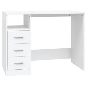 The Living Store Bureau - Modern - Bureau - 102 x 50 x 76 cm - Wit - Bewerkt hout