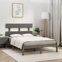 Bedframe massief hout grijs 200x200 cm