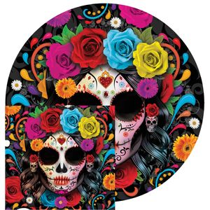 Day of the dead feest servies set - borden/servetten - 24x - gekleurd - papier