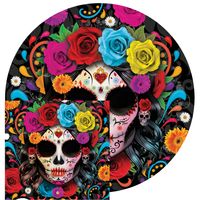 Day of the dead feest servies set - borden/servetten - 24x - gekleurd - papier - thumbnail