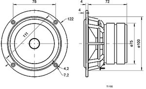 Visaton TI 100 - 8 Ohm 4 inch 10.16 cm Midwoofer 40 W 8 Ω