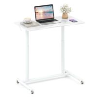 C-vormige Bureau met Wielen 70-106 cm in Hoogte Verstelbaar Computertafel Staande Bureau Wit