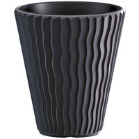 Prosperplast Plantenpot/bloempot Sand Waves - buiten/binnen - kunststof - antraciet - D35 x H38 cm   -