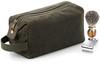 Quadra QD651 Heritage Waxed Canvas Wash Bag - Olive Green - 25 x 13 x 11 cm