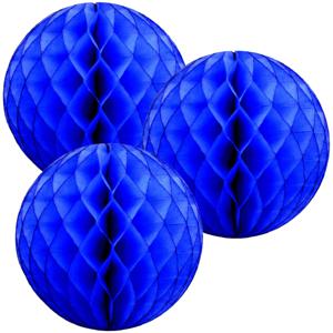 Papieren kerstballen - 3x - blauw - 10 cm - kerstversiering