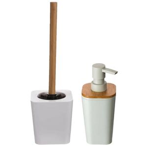 Toiletborstel met houder 38 cm en zeeppompje polystone/kunststof - Badkameraccessoireset