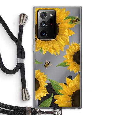 Sunflower and bees: Samsung Galaxy Note 20 Ultra / Note 20 Ultra 5G Transparant Hoesje met koord
