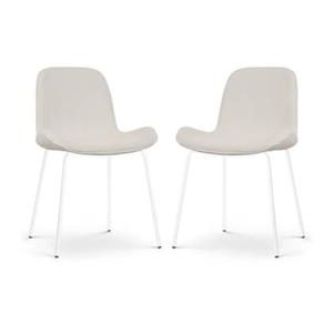 Nolon Nora-Fé Eetkamerstoelen Set van 2 - Rib Crème - Witte Poten