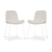 Nolon Nora-Fé Eetkamerstoelen Set van 2 - Rib Crème - Witte Poten