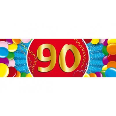 90 jaar leeftijd sticker - 19 x 6 cm - 90 jaar verjaardag - jubileum - versiering