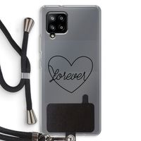 Forever heart black: Samsung Galaxy A42 5G Transparant Hoesje met koord