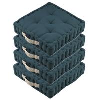 Stof Textile Vloerkussen DUO - 4x - blauw - katoen - 45 x 45 x 10 cm - vierkant - Extra dik Stof Textile Vloerkussen DUO - 4x - blauw - katoen - 45 x 45 x 10 cm - vierkant - Extra dik
