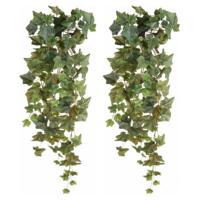 Emerald kunstplant/hangplant - 2x - Klimop/hedera - groen - 70 cm lang