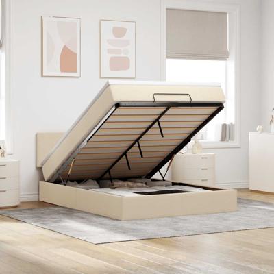 Bed met matras 140x200 cm stof crèmekleurig