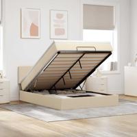 Bed met matras 140x200 cm stof crèmekleurig