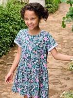 Meisjesjurk met print groen, bedrukt