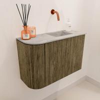 Toiletmeubel Mondiaz Joya Dlux | 61.6 cm | Meubelkleur Dusk | Faye wastafel Glace Wasbak Rechts | Zonder kraangat(en)