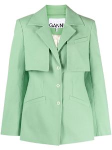 GANNI blazer à simple boutonnage - Vert