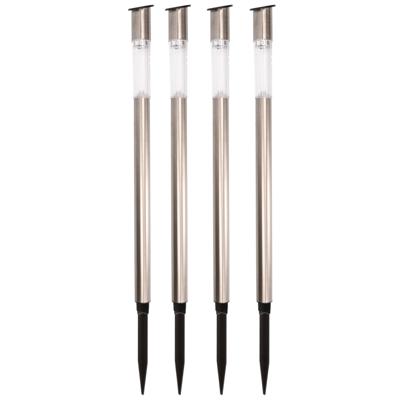 Lumineo Tuinfakkel Bodi - 4x - solar - RVS - warm wit - 57 cm