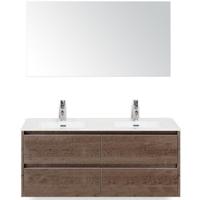 Dante Badmeubelset 120 cm - 4 Laden Tabacco - Keramische Wastafel Wit Cover met Spiegel