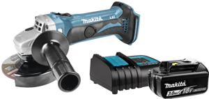 Makita DGA452Z + 3,0 Ah accu en lader