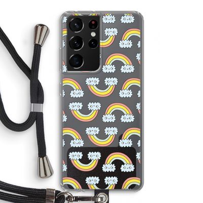 Regenboog: Samsung Galaxy S21 Ultra Transparant Hoesje met koord