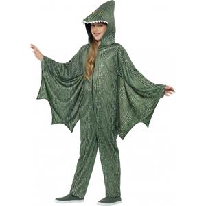 Carnaval verkleed kostuum dinosaurus - kinderen - onesie pak - groen