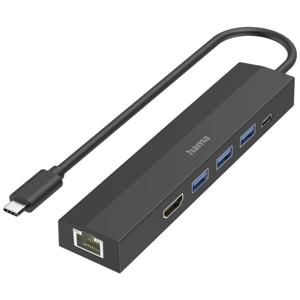 Hama USB 3.2 Gen 1-hub 6 poorten Met snellaadpoort, Met USB-C stekker, Ultra HD-geschikt Zwart