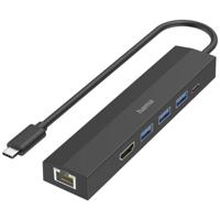 Hama USB 3.2 Gen 1-hub 6 poorten Met snellaadpoort, Met USB-C stekker, Ultra HD-geschikt Zwart - thumbnail