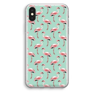 Flamingoprint groen: iPhone XS Transparant Hoesje